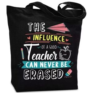 NEW Black Canvas Reusable Tote Bag, Inspirational Teacher Appreciation Gift